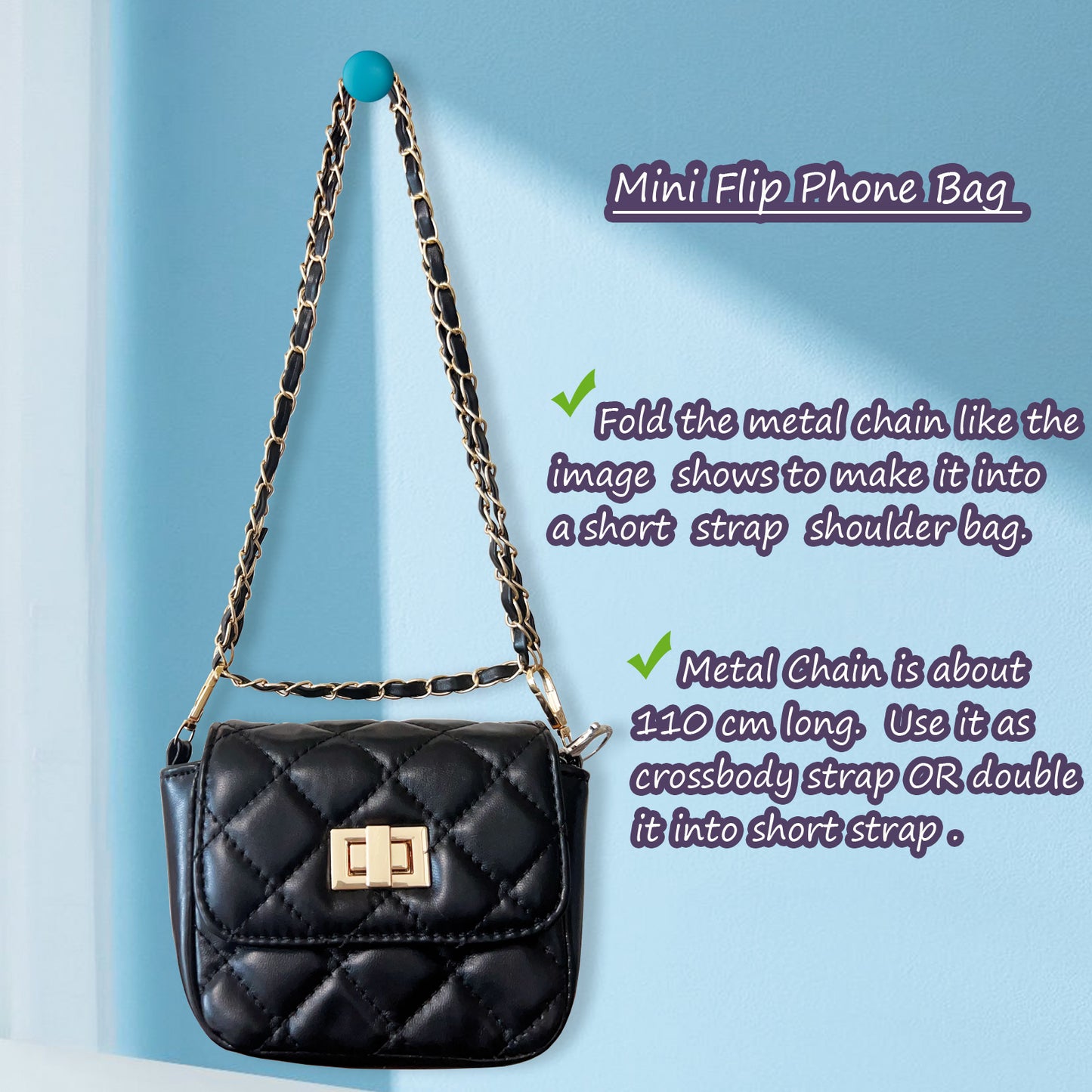 Mini Crossbody Shoulder Bag for Flip Phones
