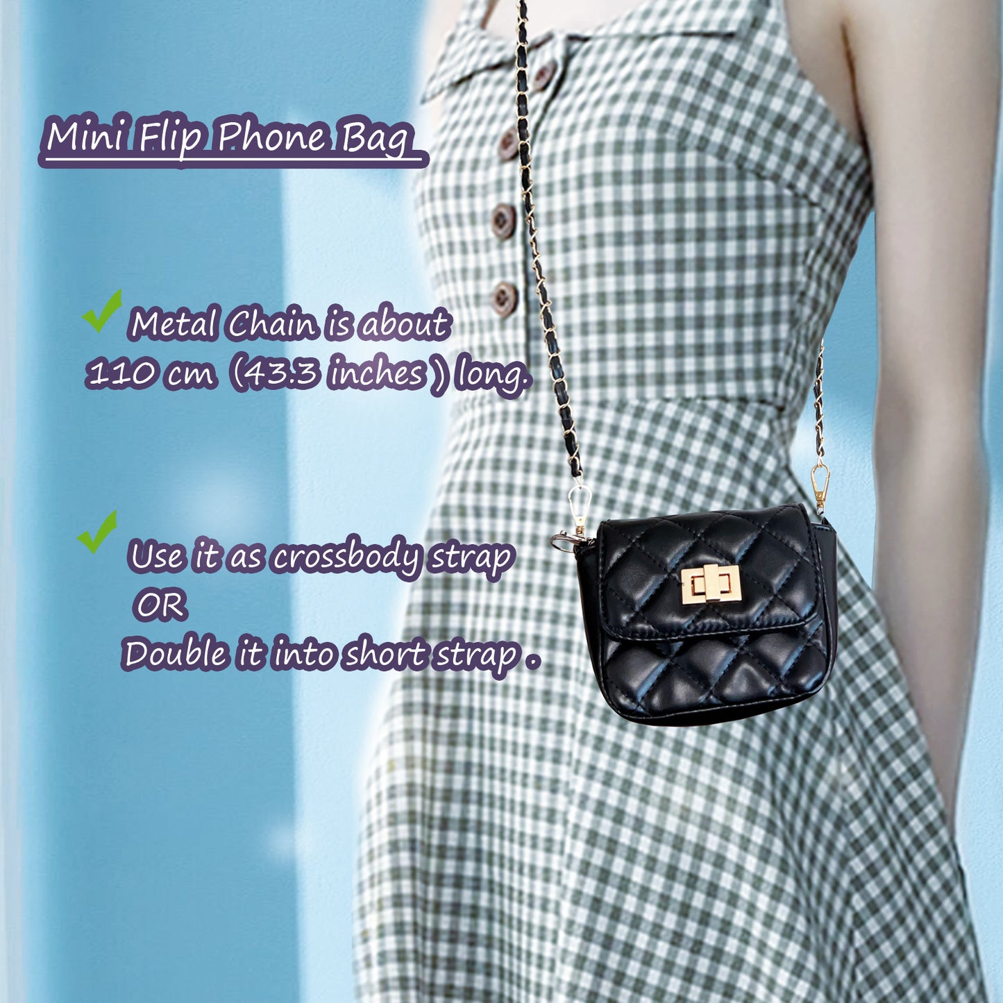 Mini Crossbody Shoulder Bag for Flip Phones