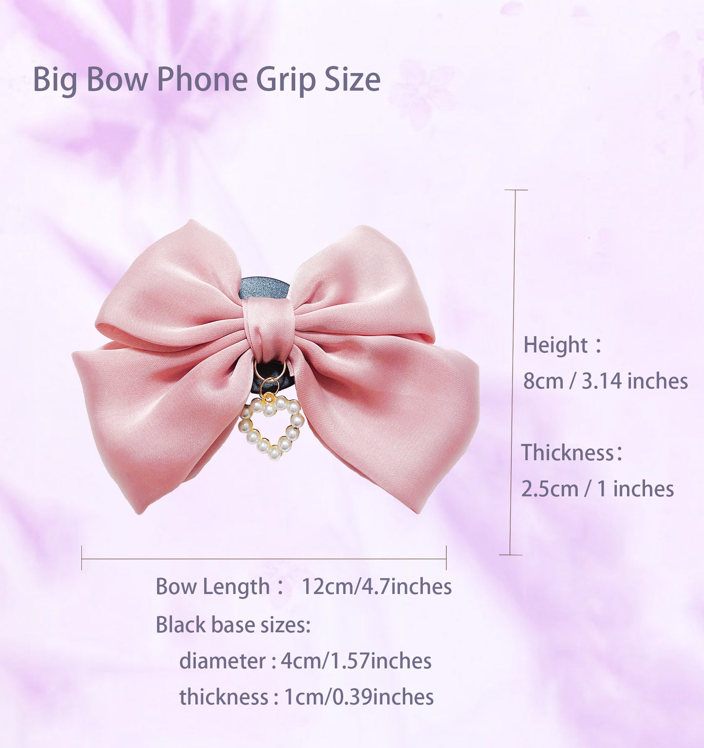 Universal Cute Bow Cellphone Grip Pop Socket for Cell Phone(Black)