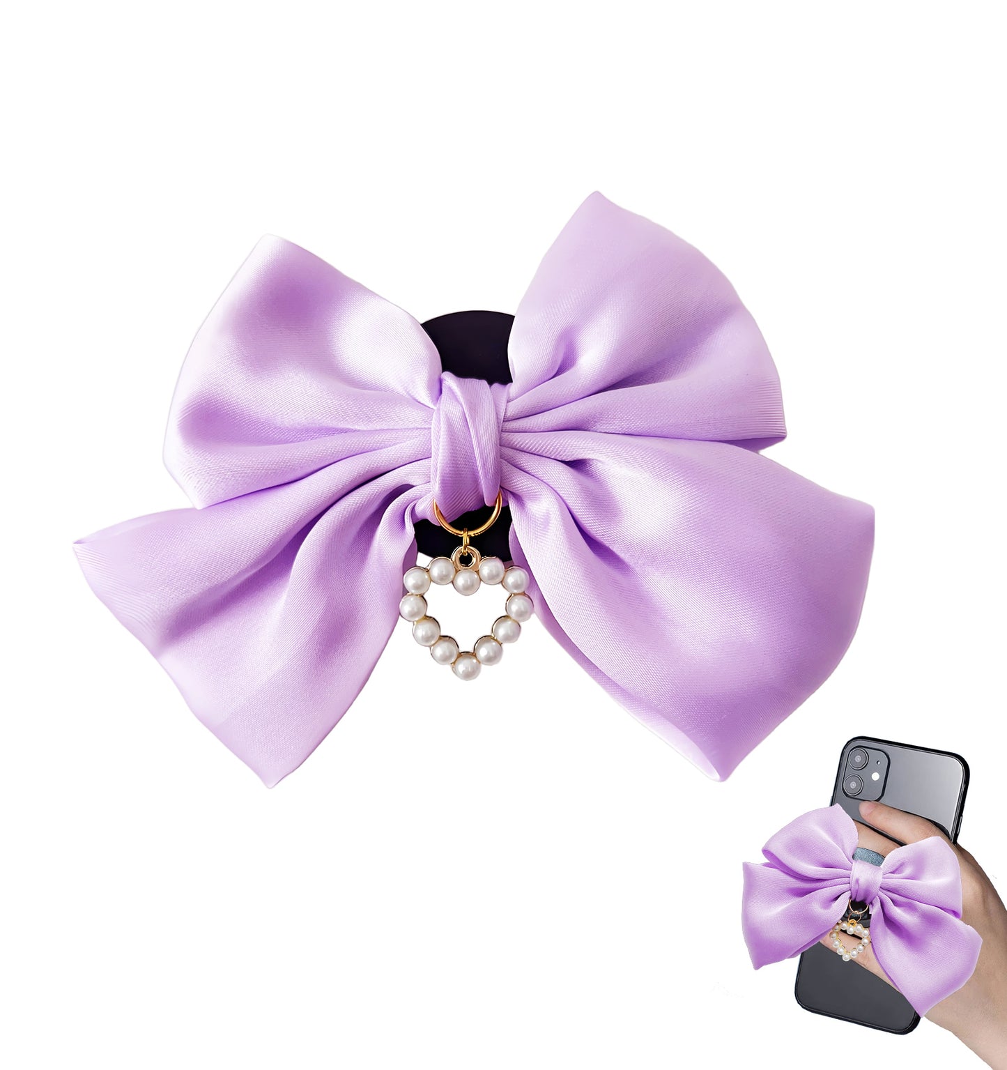 Universal Cute Bow Cellphone Grip Pop Socket for Cell Phone(Black)