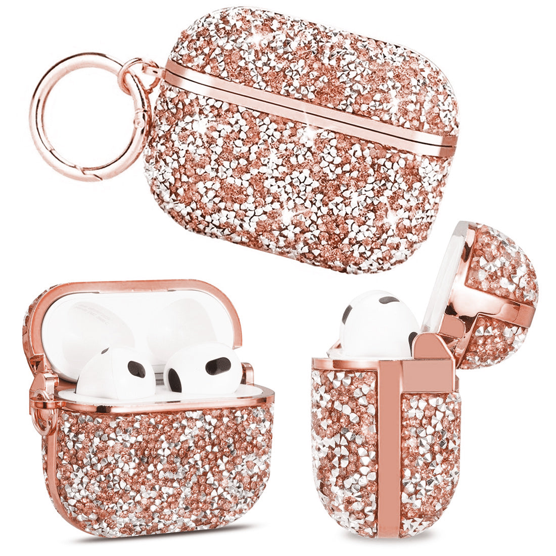 Sparkling Glitter Case for Airpods Series (Rose Gold)