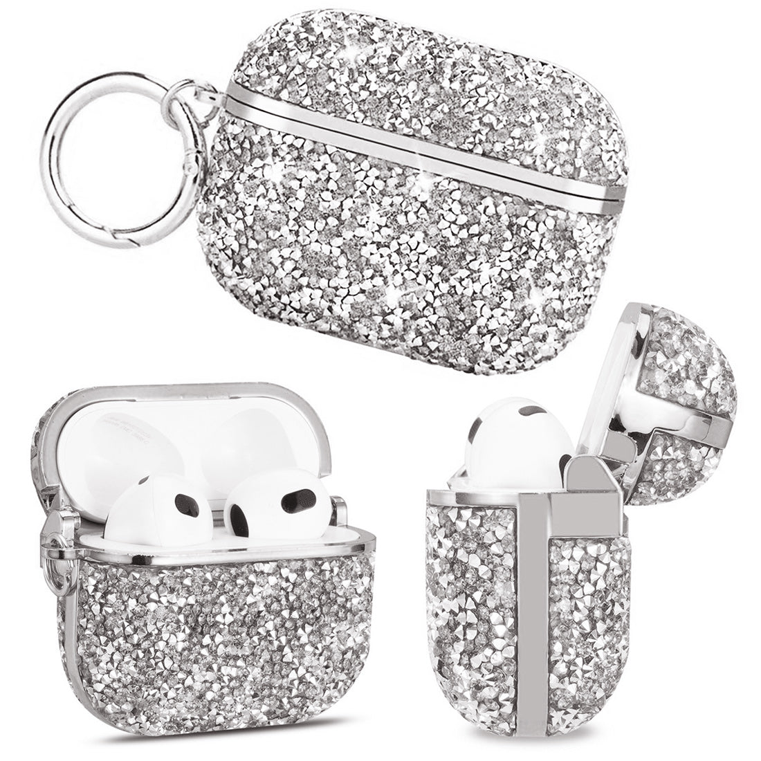Sparkling Glitter Case for Airpods Series (Silver)