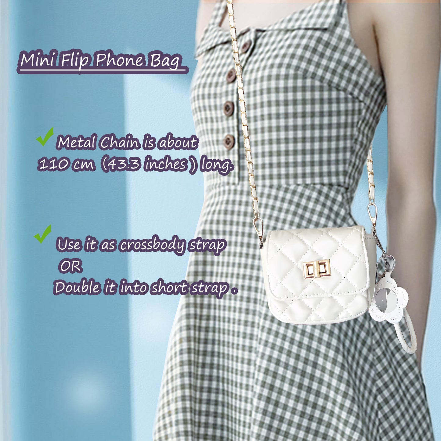 Mini Crossbody Shoulder Bag for Flip Phones