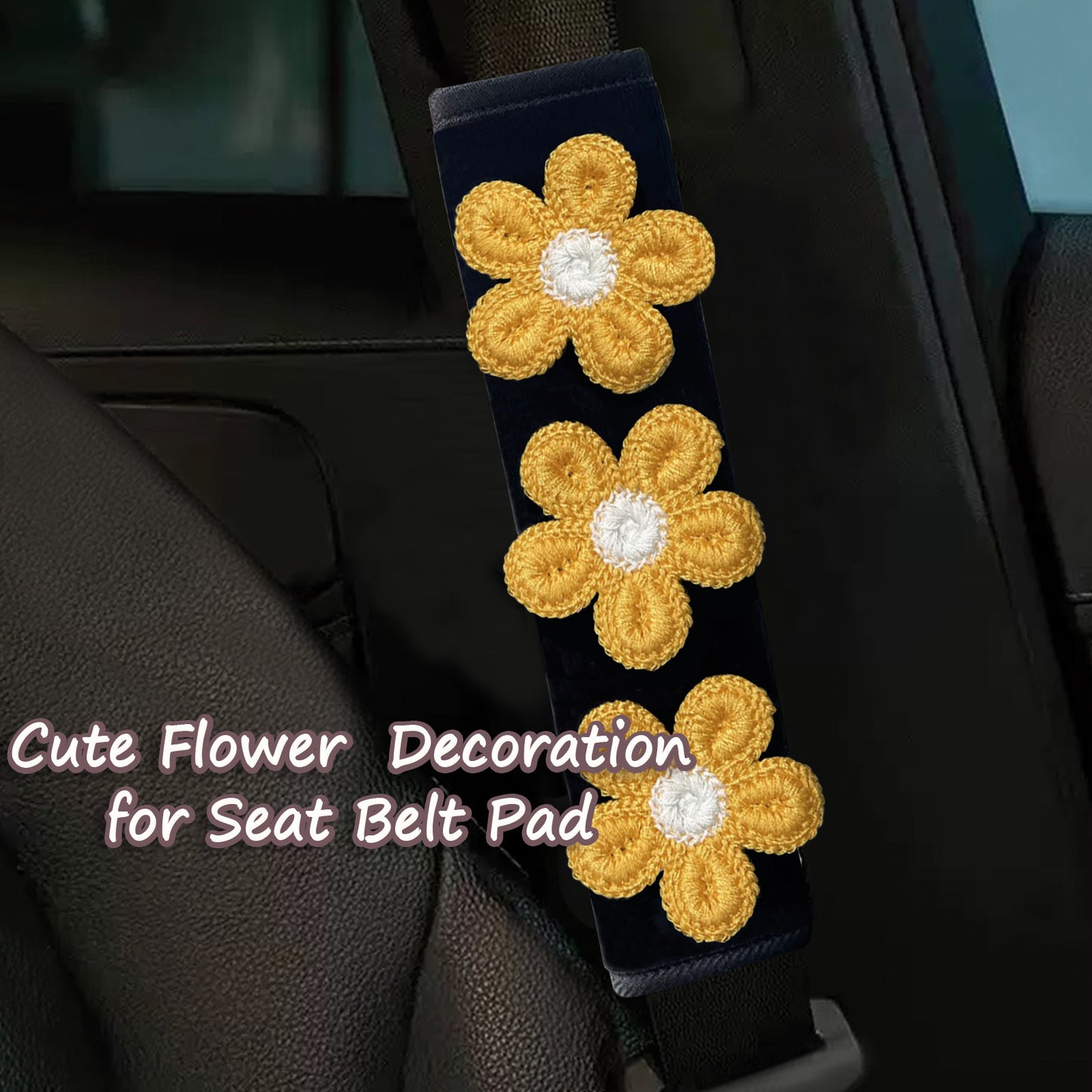 Beautiful Flower Car Seat Belt Cover Pads (2 in a Pack) Seat Belt Shoulder Strap Protector (Pink Flower)